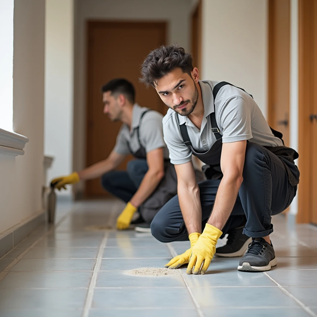 Instalación de piso en proceso