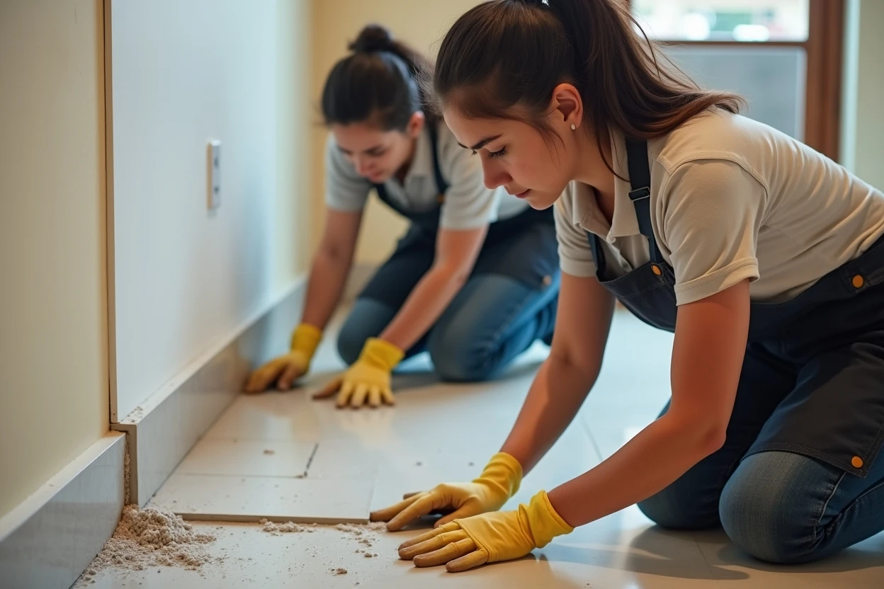 Piso instalado con juntas alineadas